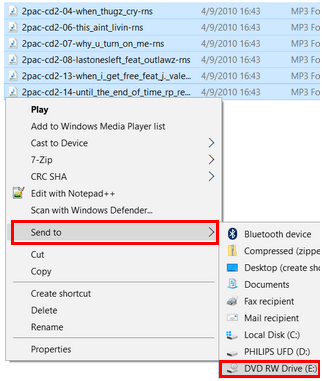 آموزش رایت سی دی و دی وی دی در ویندوز 10